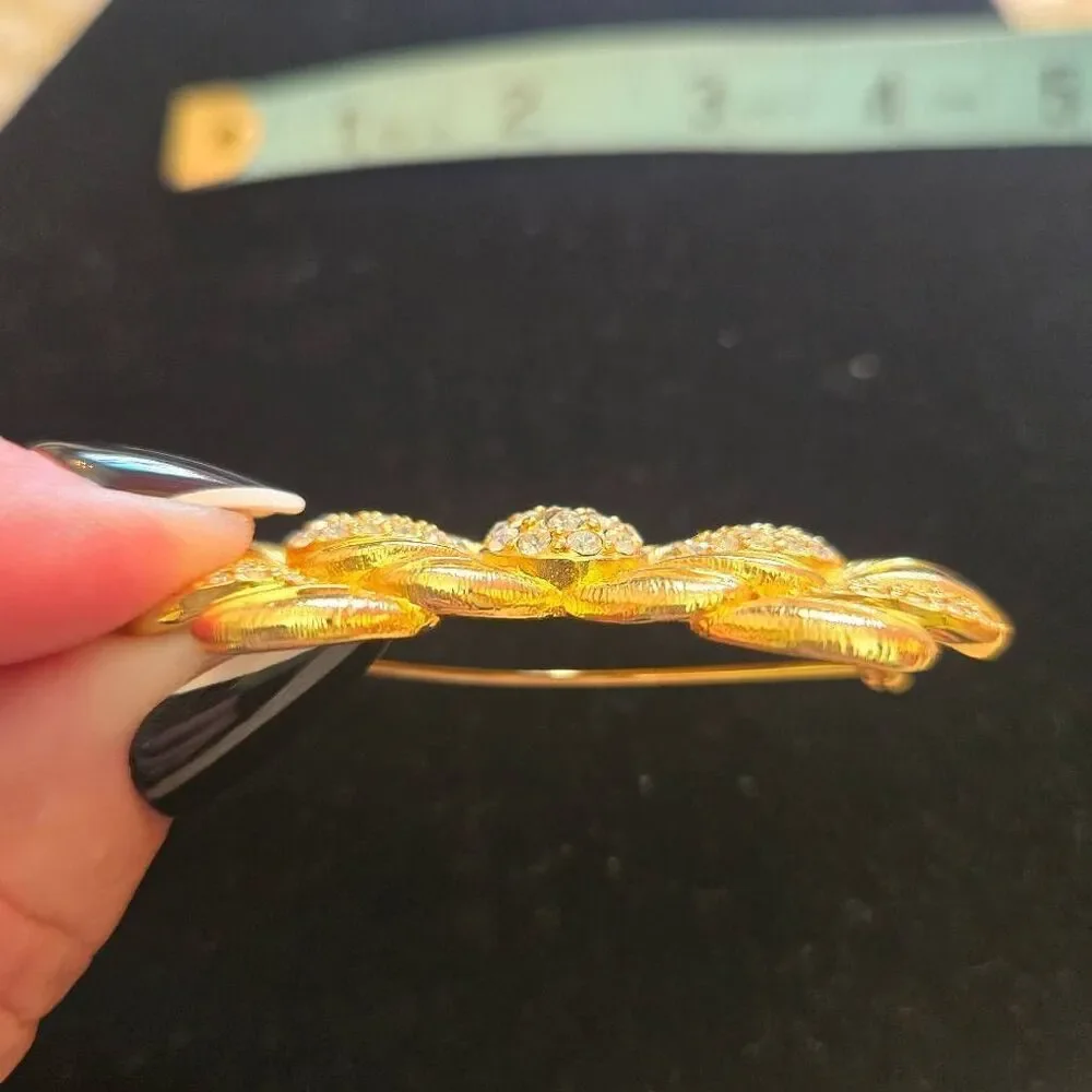 Swarovski Susan Caplan Gold Crystal Bow Pin Brooch
